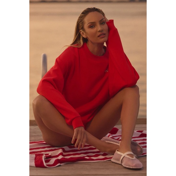 Alo Yoga Accolade Crew Neck Pullover Red Hot Summer 2XL - Picture 15 of 16